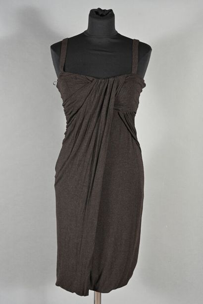 MAX MARA. Short brown jersey dress with removable...