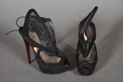 LOUBOUTIN. Pair of Mariacar cut-out fishnet...