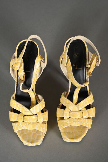 SAINT LAURENT Paris. Pair of Tribute barefoot...