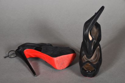 LOUBOUTIN. Pair of Mariacar cut-out fishnet...