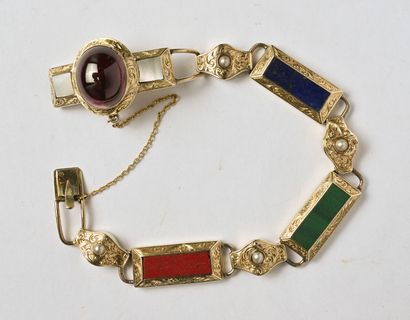 Bracelet en or jaune 14K (585/oo) à maillons...