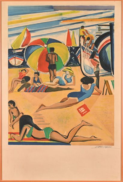 François DESNOYER (1894-1972).
La plage en...
