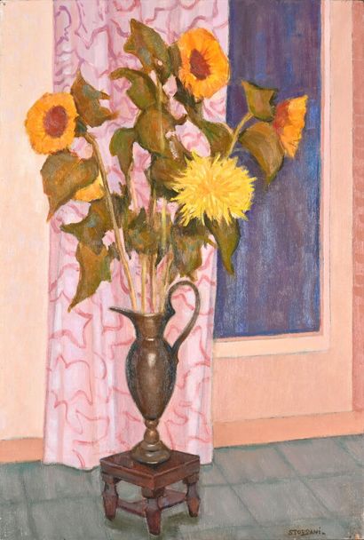 Maurice STOPPANI (1921-2014)
Fleurs au rideau...
