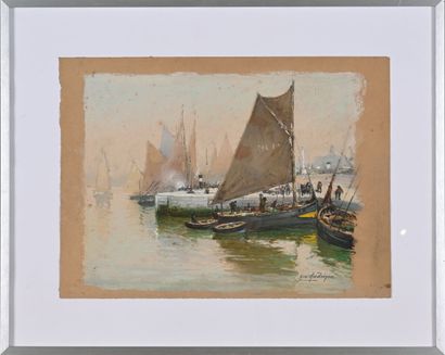 Georges ANDRIQUE (1874-1964)
Busy quay in...