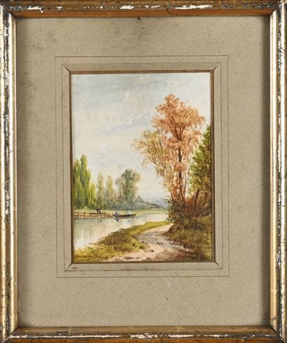 Late 19th century French school
Boat ride
Watercolor...
