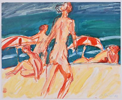 * Jacques PONCET (1921-2012)
Beach scenes
Oil...