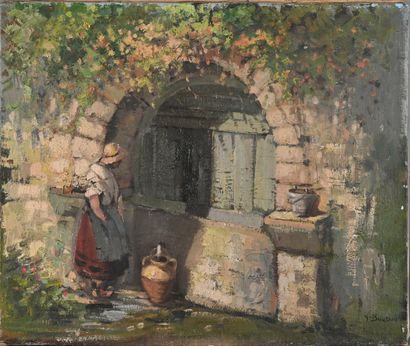 Marcel BOUDOU (1909-2007)
At the fountain
Oil...