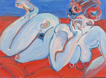 * Jacques PONCET (1921-2012)
Blue nude, 1973
Oil...