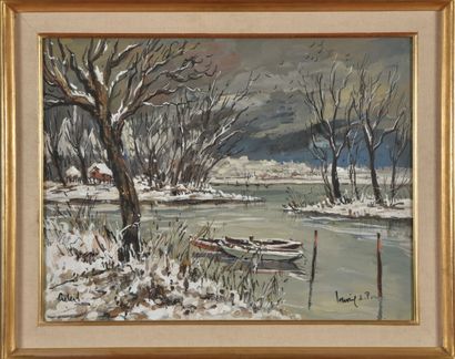 Lot comprenant : 
Ecole moderne. 
Paysage...
