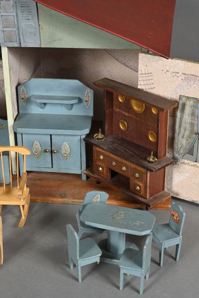 Lot de 3 meubles de poupées bois
-une armoire...