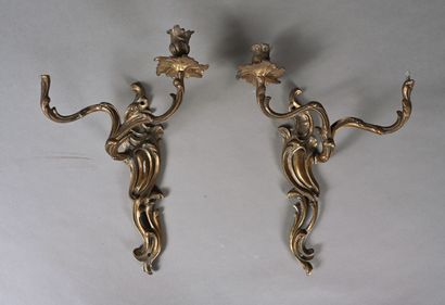 D6
Paire d'appliques à deux lumières en bronze...