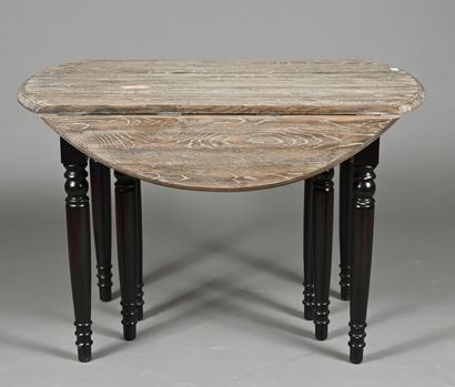Table de salle à manger en bois cérusé et...