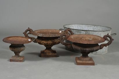 Paire de pots à plantes en fonte dans le...