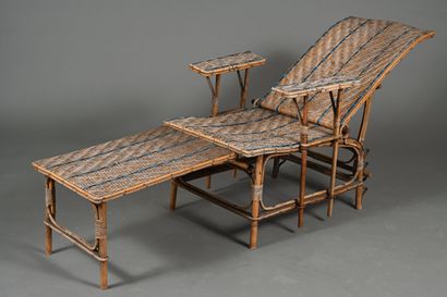 Chaise longue à dossier à crémaillère et...