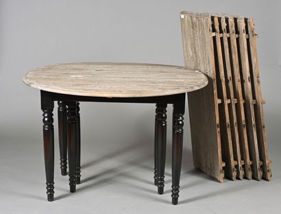 Table de salle à manger en bois cérusé et...