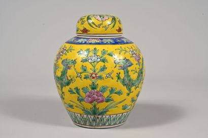 Pot à gingembre en porcelaine émaillée polychrome...