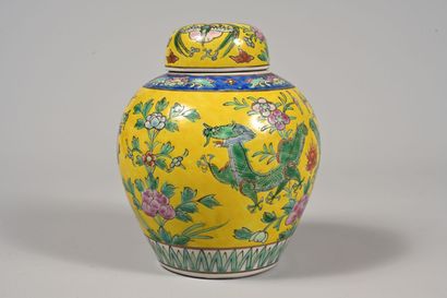 Pot à gingembre en porcelaine émaillée polychrome...