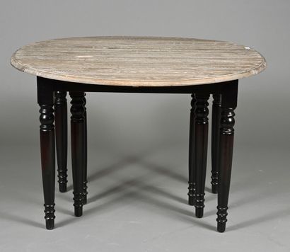 Table de salle à manger en bois cérusé et...