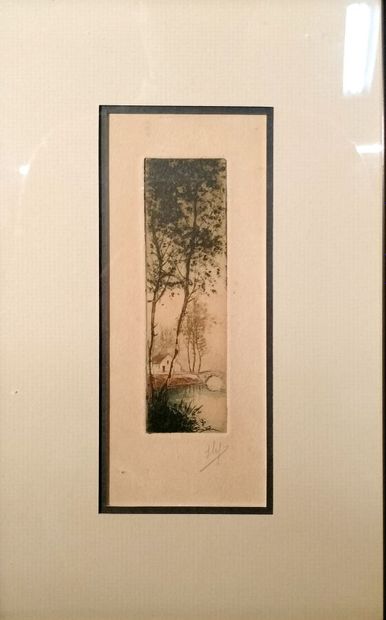 Lot comprenant : 
Ecole moderne. 
Paysage...