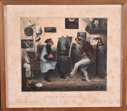 Lot de 6 lithographies en couleurs humoristiques...