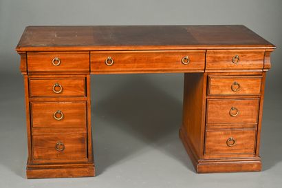 Bureau plat en bois de placage ouvrant par...