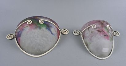 Lot de deux appliques en verre marmoréen...