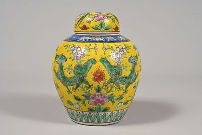 Pot à gingembre en porcelaine émaillée polychrome...