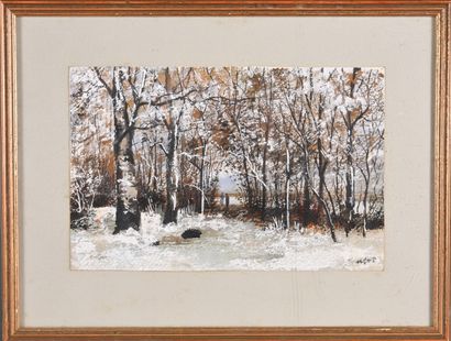Lot comprenant :
- une aquarelle et gouache...