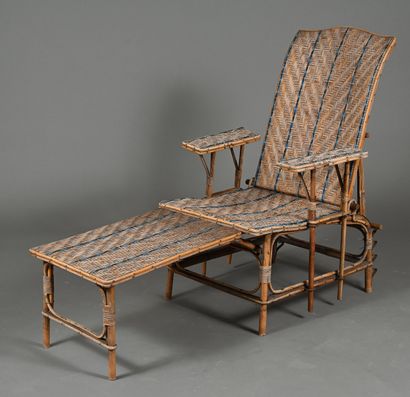 Chaise longue à dossier à crémaillère et...