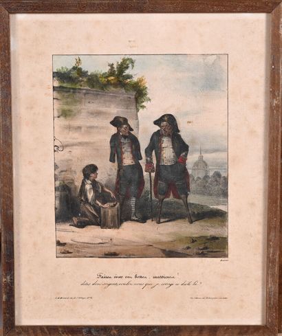 Lot de 6 lithographies en couleurs humoristiques...
