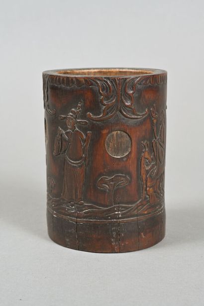 CHINE, fin XIXe siècle
Pot à pinceau bitong...