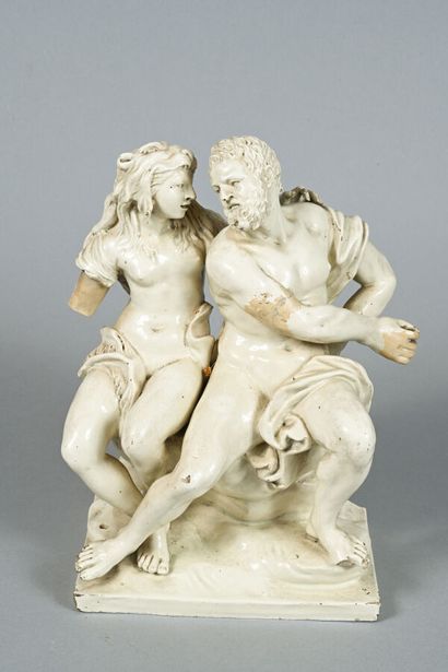 Céramique (terre émaillée en blanc) figurant...
