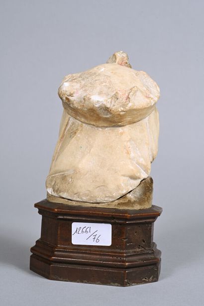 Tête de Vierge couronnée en marbre sculpté,...