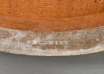 Fauteuil cabriolet en hêtre mouluré et repeint,...
