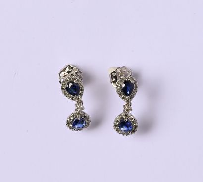 Paire de pendants d'oreilles en or gris 18K...