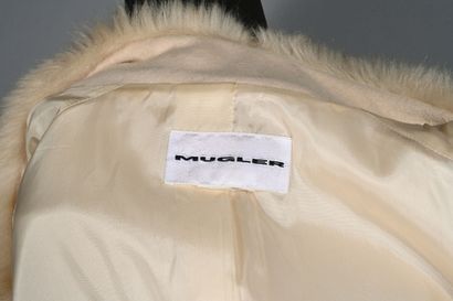 MUGLER Veste courte façon polaire ivoire,...