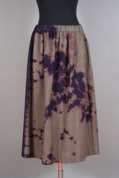 SUZUSAN. Jupe longue en tweed beige, marron...
