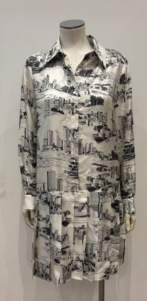 MAX MARA Studio. Robe en soie blanche imprimé...