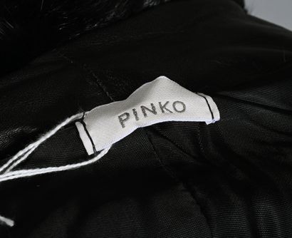 PINKO - Paletot en fourrure imprimée panthère,...