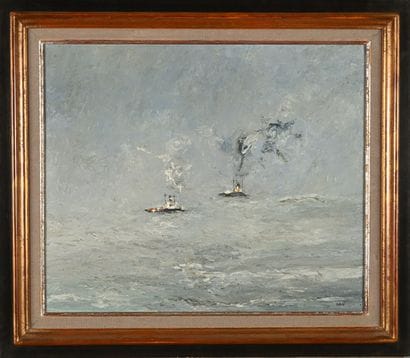 Michel MALY (1936-2018)
Boats at sea 
Oil...