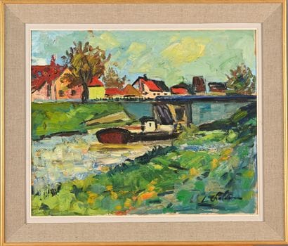 Léon CHALOIN (1920-1982)
Barge at the lock
Oil...