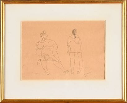 Jules PASCIN (1885-1930)
Study of two figures
Pen...