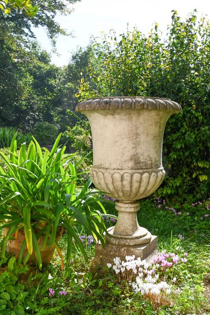Paire de vases Médicis de jardin en marbre...