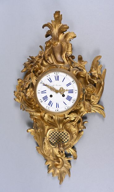 Grand cartel dans le style Louis XV en bronze...