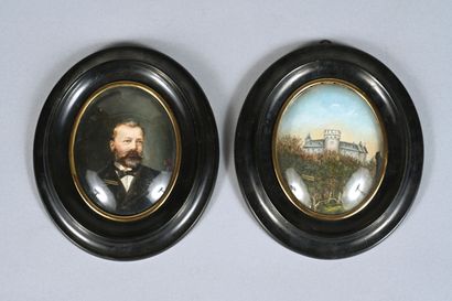 Miniature sur papier figurant le portrait...