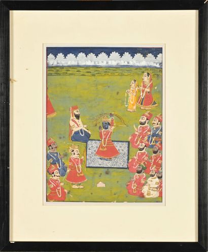 Miniature indienne
Pigments et or sur papier
Inde...