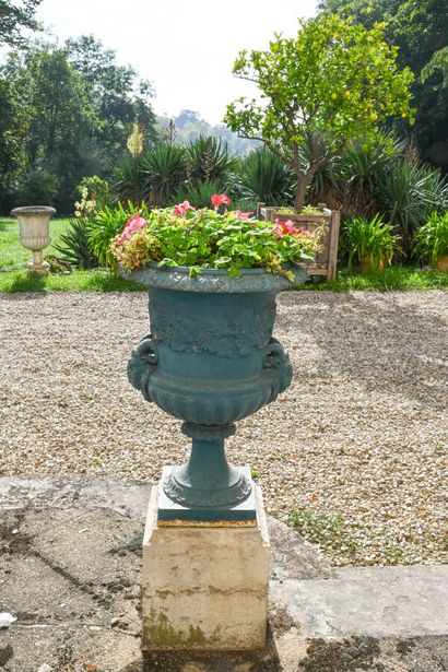 Paire de vases Médicis de jardin en fonte...
