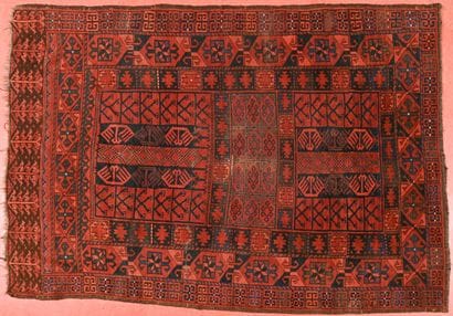 Tapis Afghan, chaîne trame et velours laine...