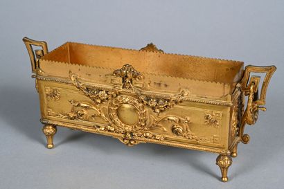 Petite jardinière de table en bronze et laiton...