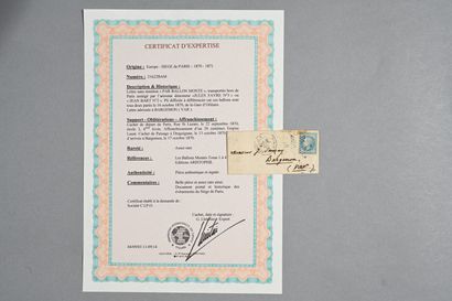 [PHILATÉLIE]. BALLON MONTÉ. Lettre avec adresse...